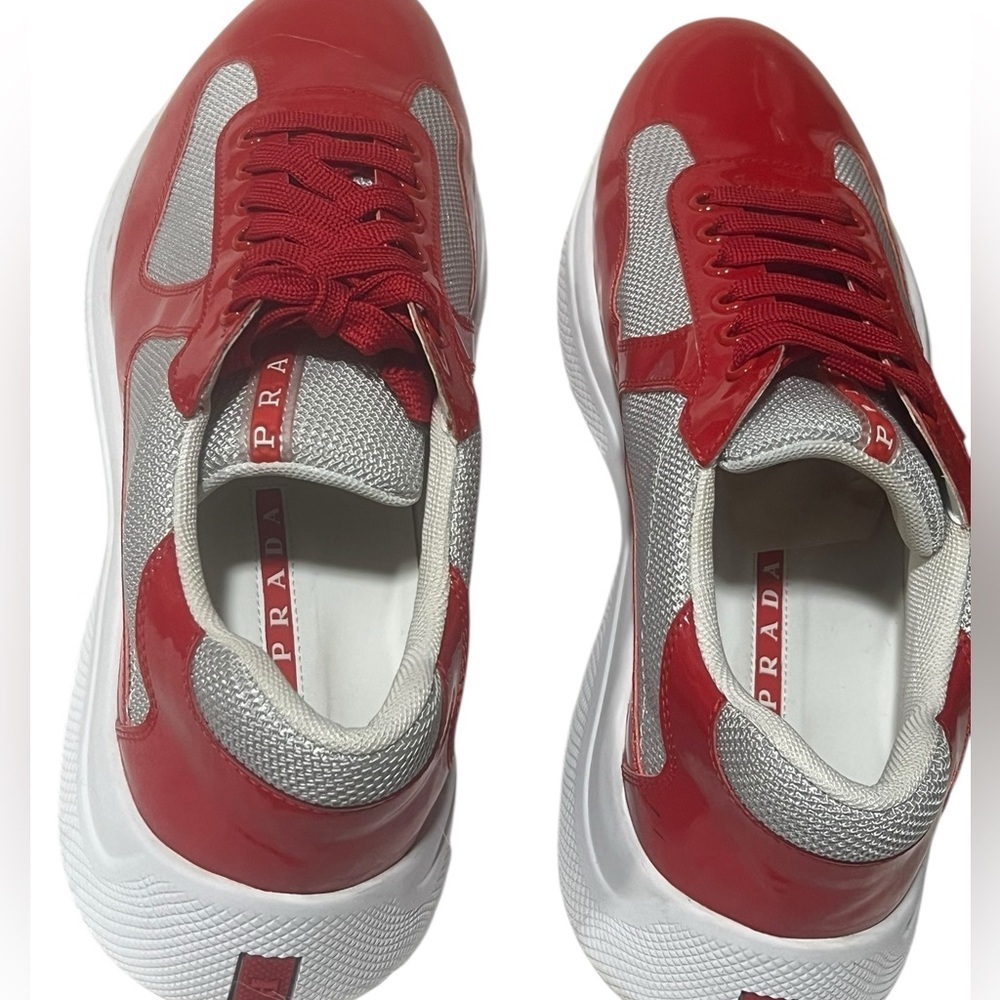 Prada Red and White Athletic SneakersSize EU 44 US 10-10.5 - Picture 3 of 15
